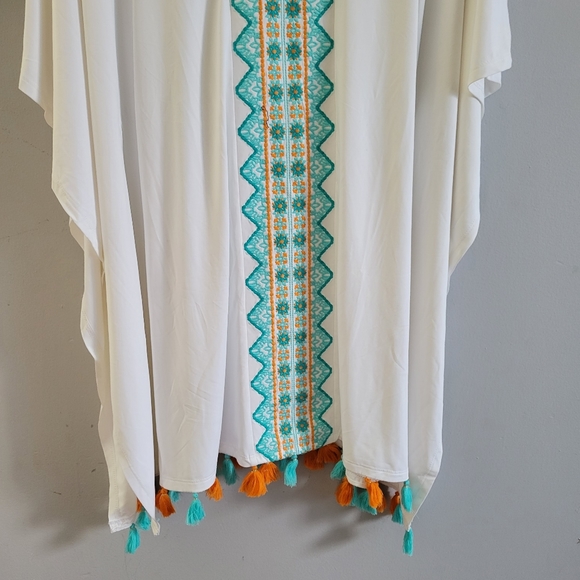 NEW Cabana Life Embroidered Pom Tassel Swim Cover Up S M - Picture 7 of 11